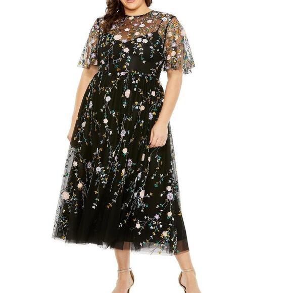 Mac Duggal Dresses & Skirts - Mac Duggal 68638 Sequin Floral Midi Dress Size 16W New with Tag MSRP $498 SOO